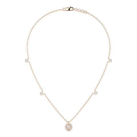 Joy Round Diamond Necklace Rose Gold