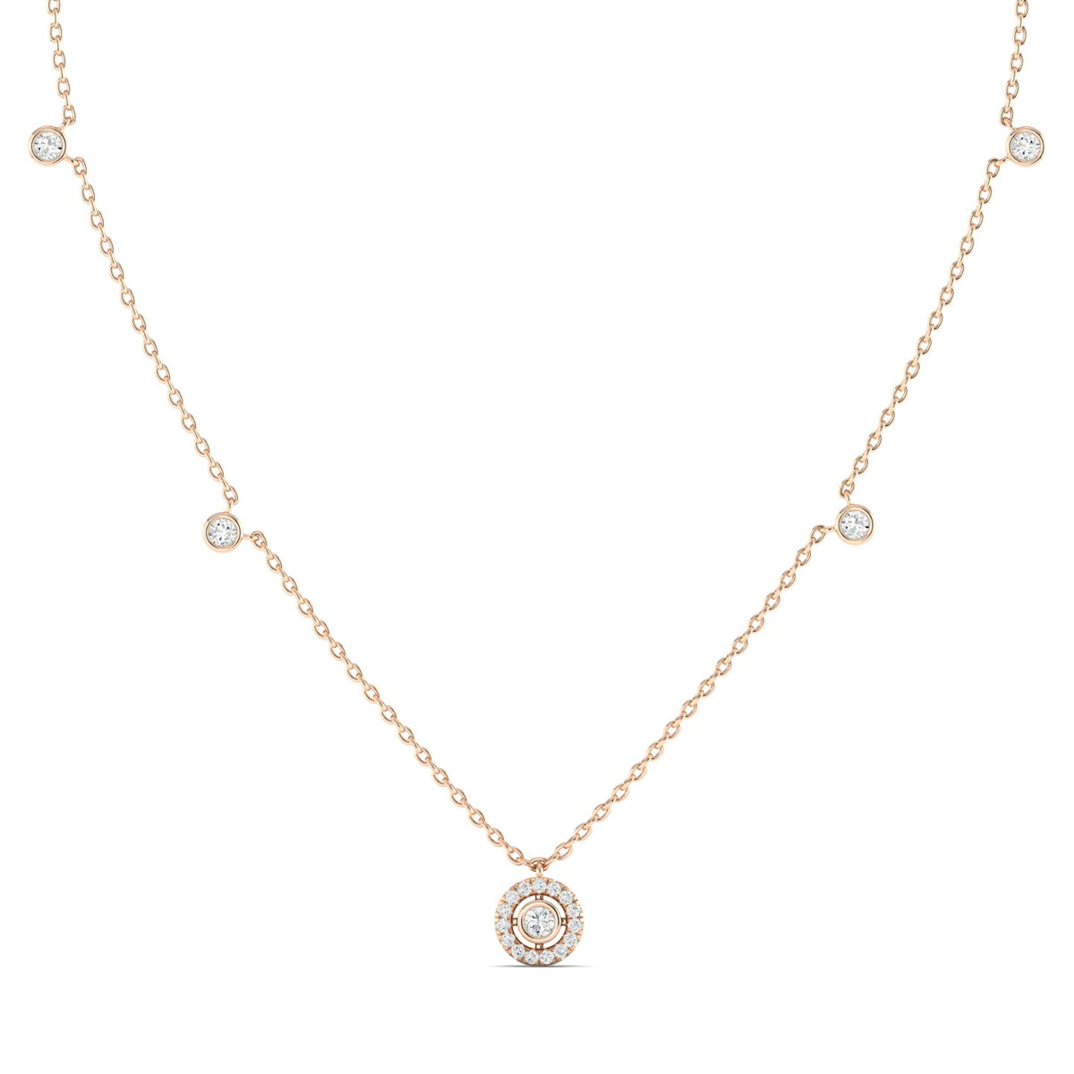 Joy Round Diamond Necklace Rose Gold