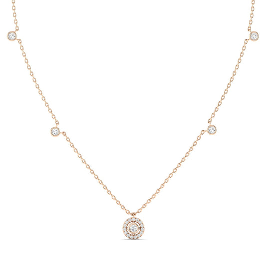 Joy Round Diamond Necklace Rose Gold