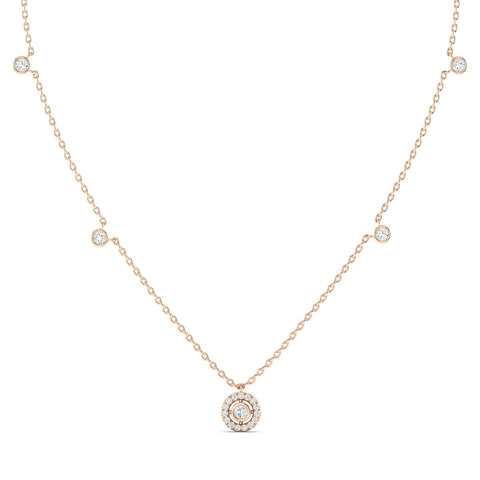 Joy Round Diamond Necklace Rose Gold