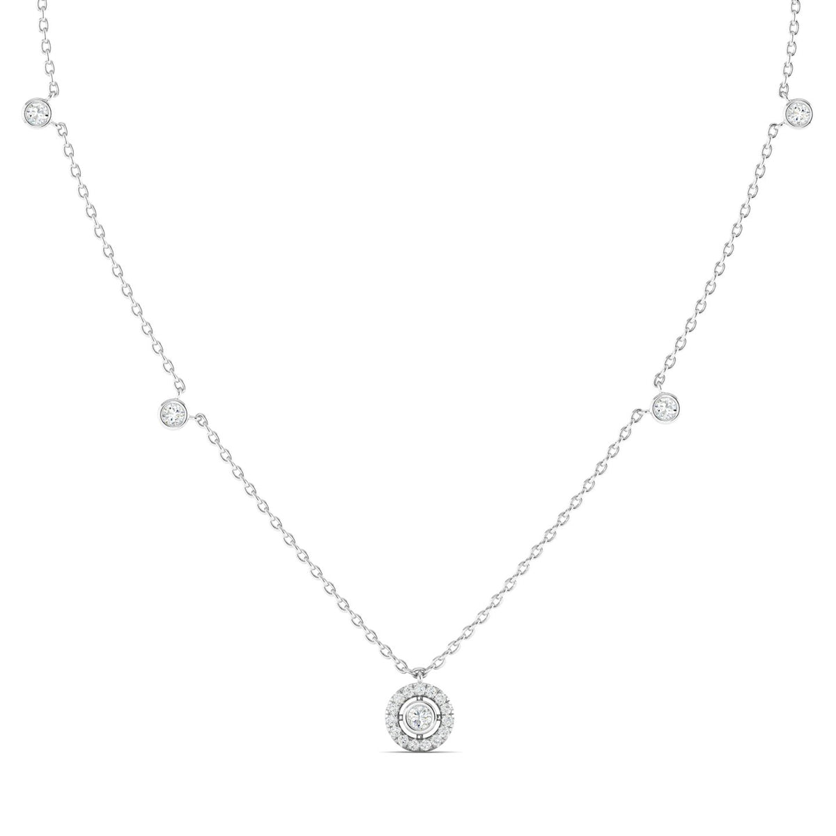 Joy Round Diamond Necklace White Gold