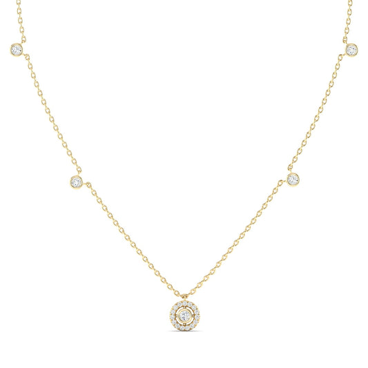 Joy Round Diamond Necklace Yellow Gold