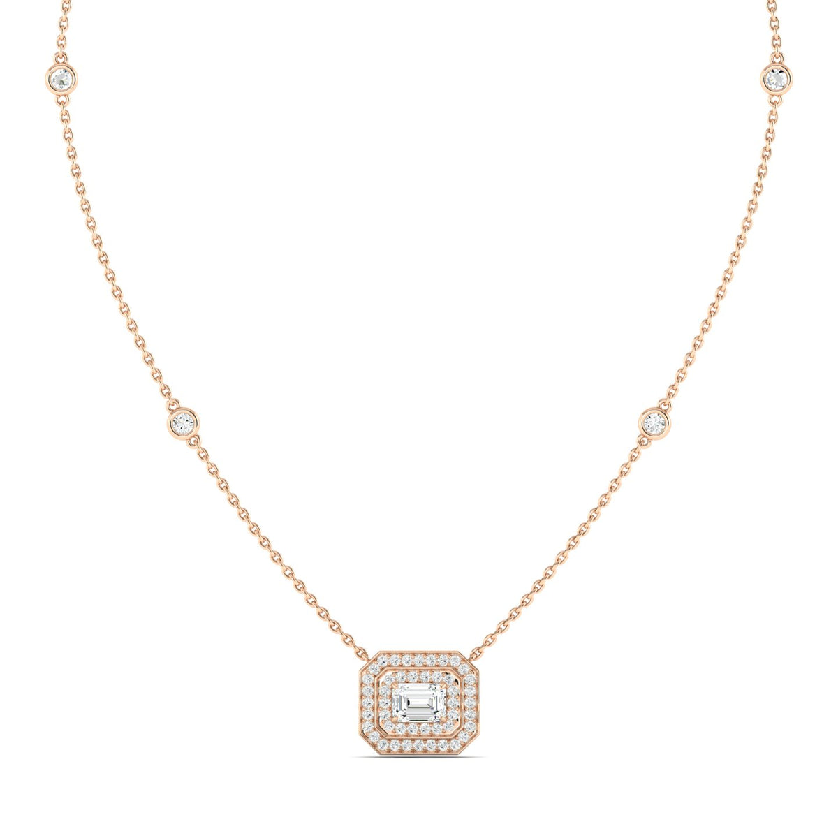 Emerald-cut Art Deco Necklace Rose Gold