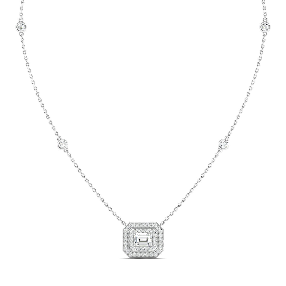 Emerald-cut Art Deco Necklace White Gold