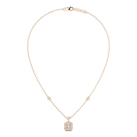 Round Art Deco Necklace Rose Gold