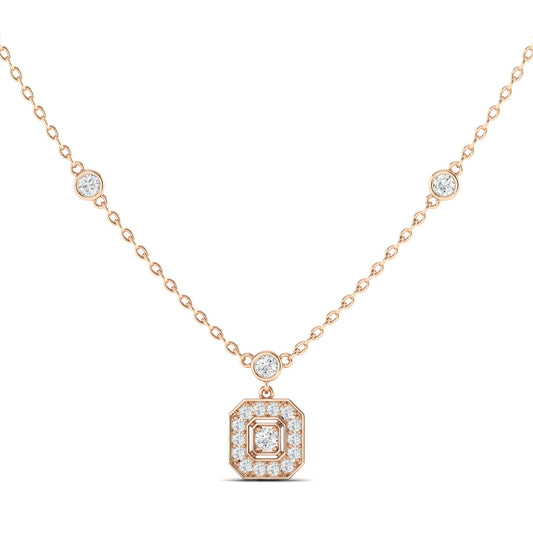 Round Art Deco Necklace Rose Gold