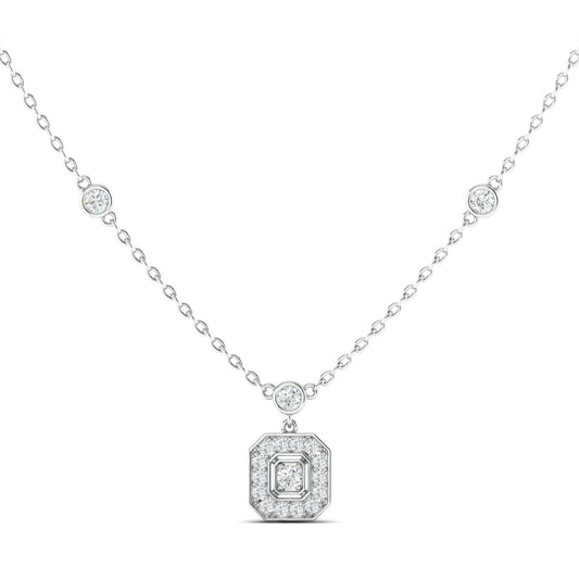 Round Art Deco Necklace White Gold