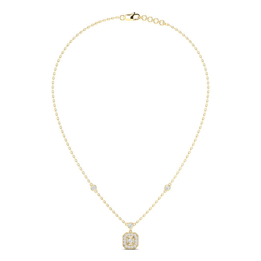Round Art Deco Necklace Yellow Gold