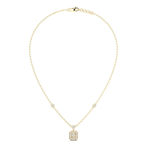 Round Art Deco Necklace Yellow Gold