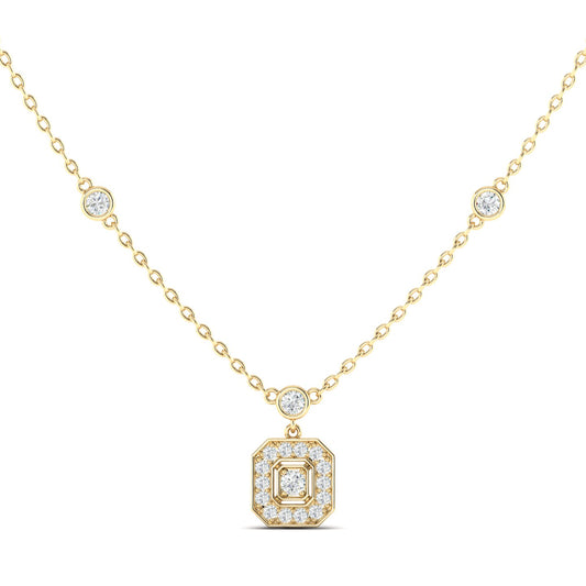 Round Art Deco Necklace Yellow Gold