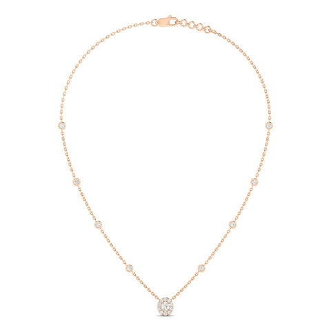 Round & Oval Art Deco Necklace Rose Gold