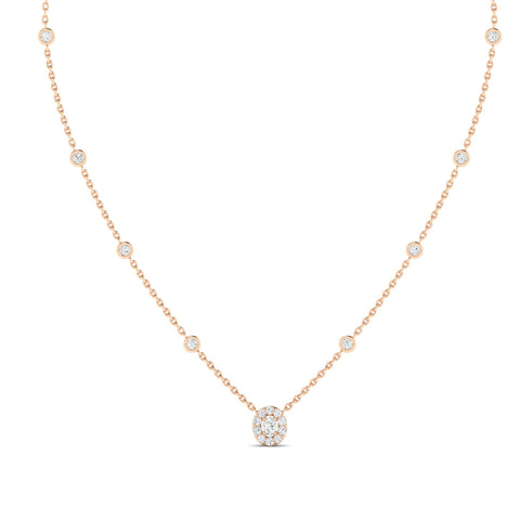 Round & Oval Art Deco Necklace Rose Gold