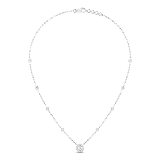 Round & Oval Art Deco Necklace White Gold
