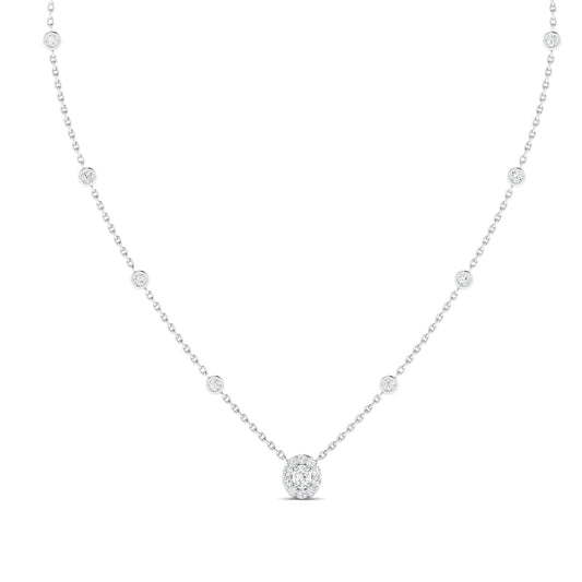Round & Oval Art Deco Necklace White Gold