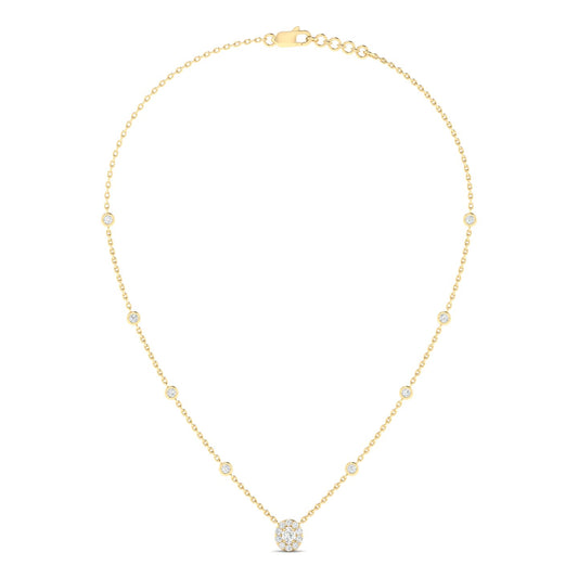 Round & Oval Art Deco Necklace Yellow Gold