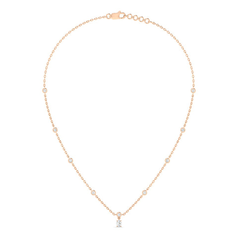 Round & Oval Drop Necklace Rose Gold