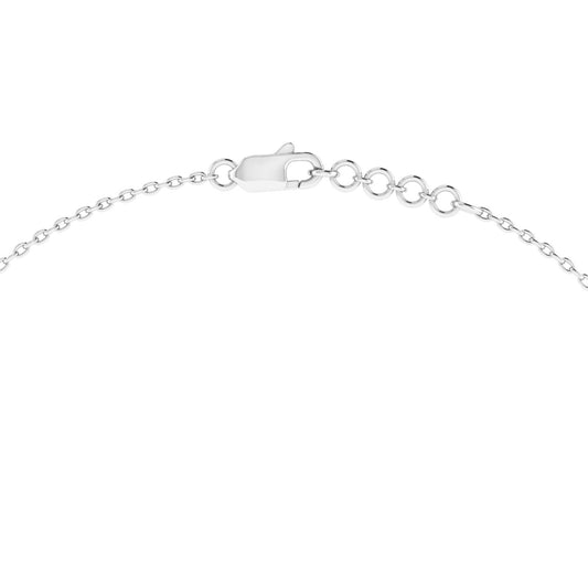 Round & Oval Drop Necklace White Gold