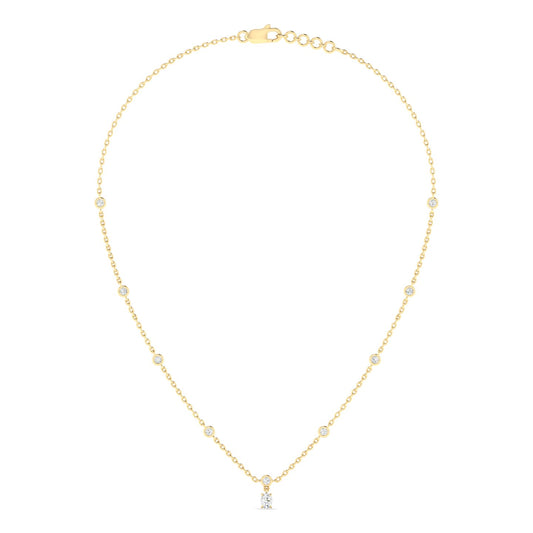 Round & Oval Drop Necklace Yellow Gold