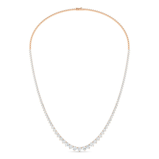 9CTS Round Brilliant Diamond Tennis Necklace Rose Gold