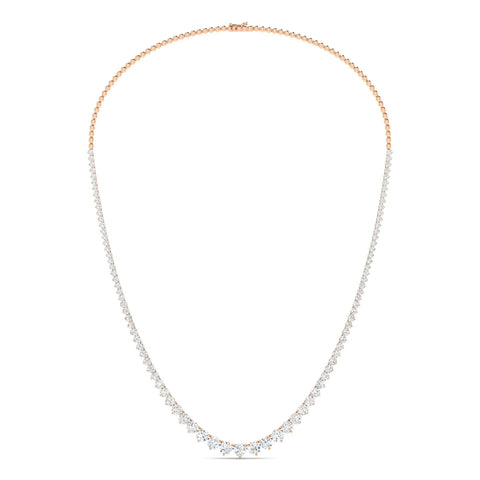 9CTS Round Brilliant Diamond Tennis Necklace Rose Gold