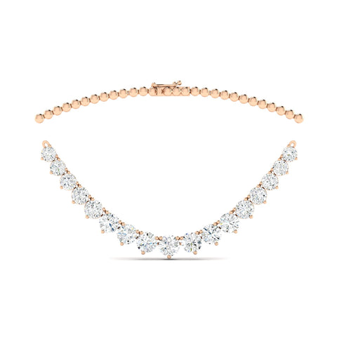 9CTS Round Brilliant Diamond Tennis Necklace Rose Gold
