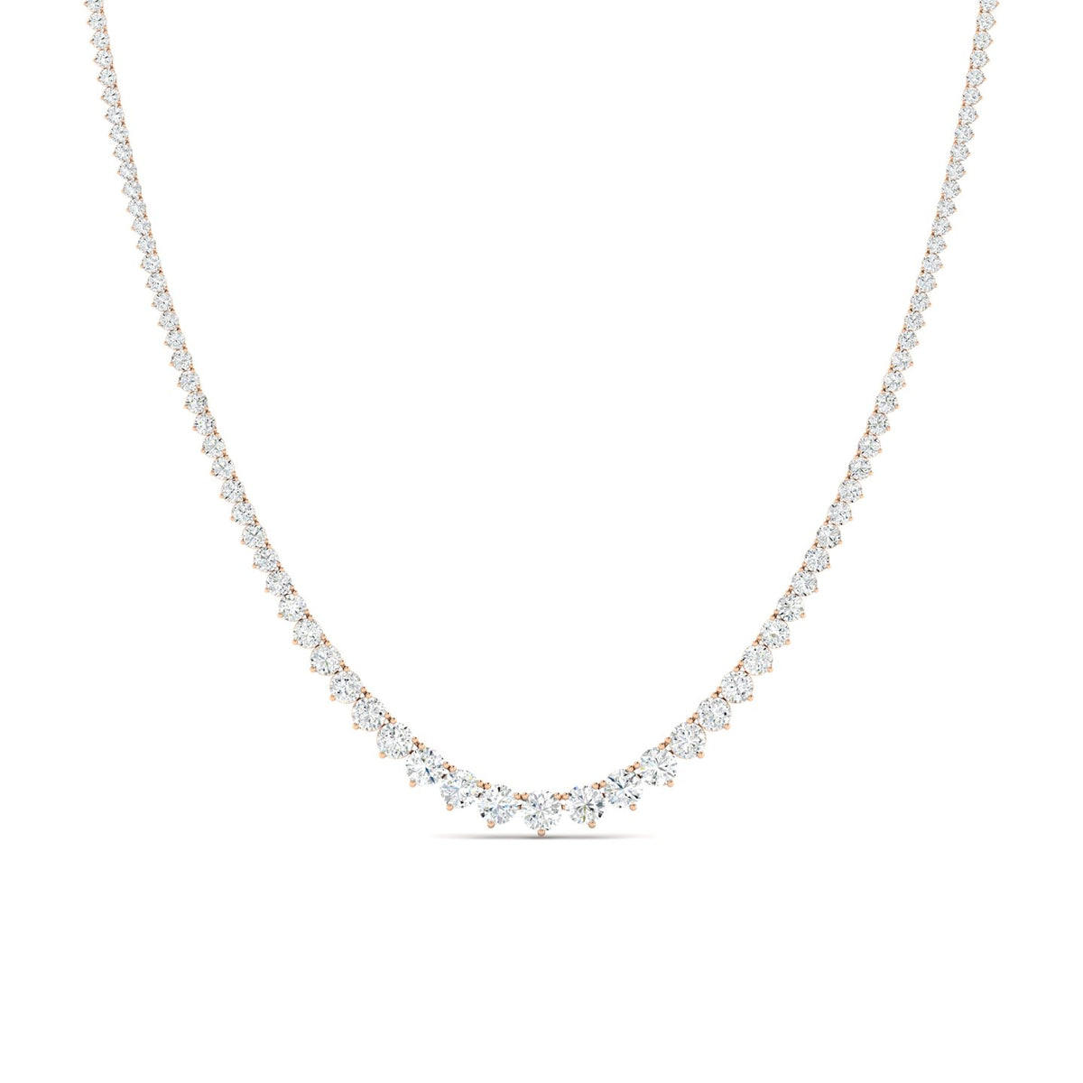 9CTS Round Brilliant Diamond Tennis Necklace Rose Gold