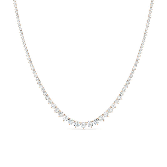 9CTS Round Brilliant Diamond Tennis Necklace Rose Gold