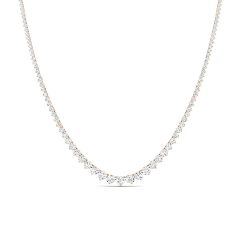 9CTS Round Brilliant Diamond Tennis Necklace Rose Gold