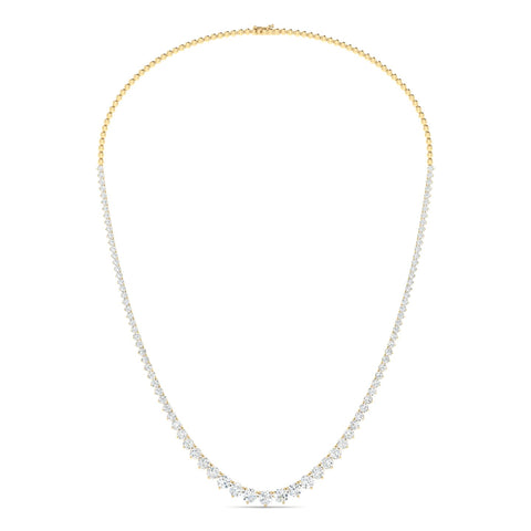 9CTS Round Brilliant Diamond Tennis Necklace Yellow Gold