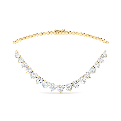 9CTS Round Brilliant Diamond Tennis Necklace Yellow Gold