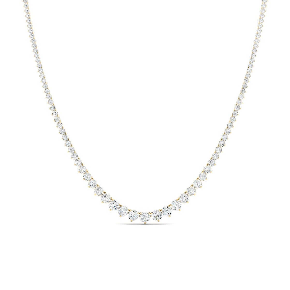 9CTS Round Brilliant Diamond Tennis Necklace Yellow Gold