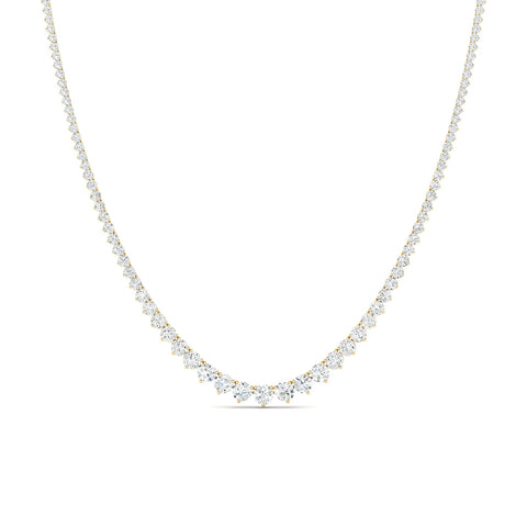 9CTS Round Brilliant Diamond Tennis Necklace Yellow Gold