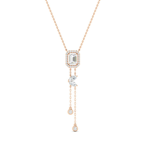 Emerald-cut & Marquise Bolo Necklace Rose Gold