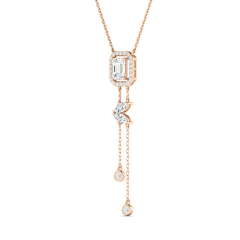 Emerald-cut & Marquise Bolo Necklace Rose Gold