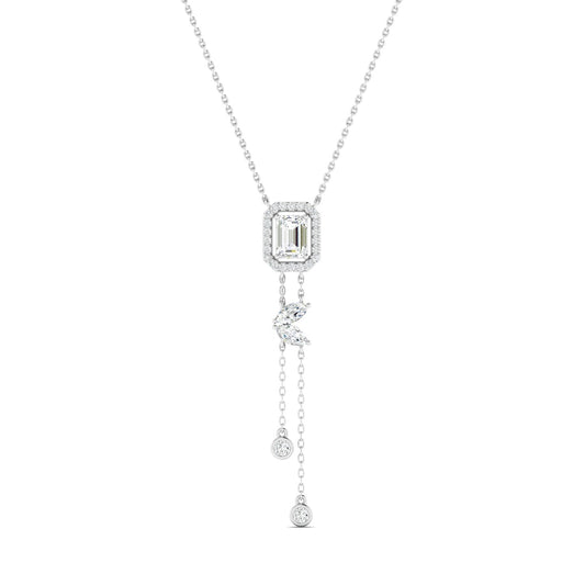 Emerald-cut & Marquise Bolo Necklace White Gold
