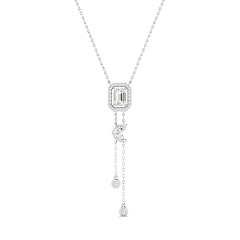 Emerald-cut & Marquise Bolo Necklace White Gold