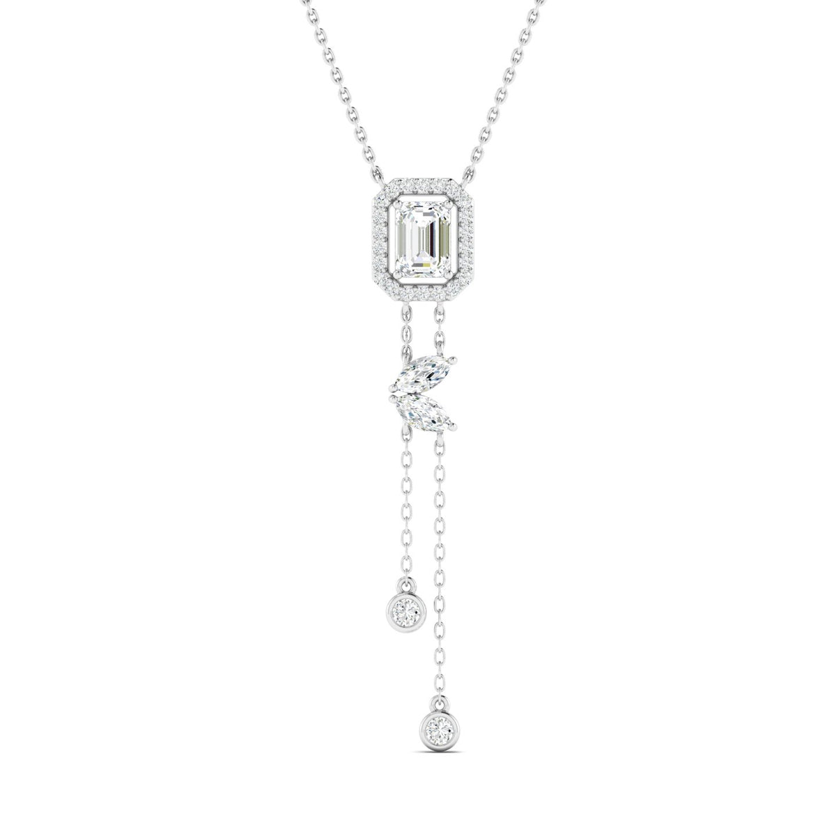 Emerald & Marquise Lab Grown Diamond Bolo Necklace