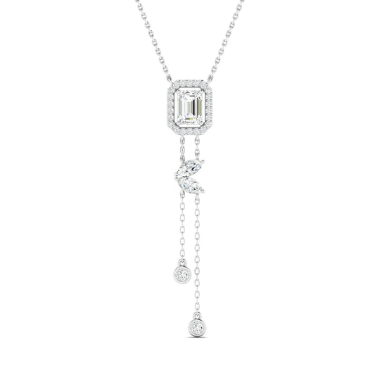 Emerald-cut & Marquise Bolo Necklace White Gold