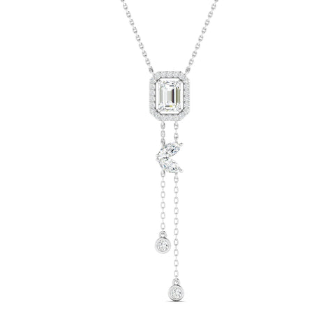 Emerald-cut & Marquise Bolo Necklace White Gold