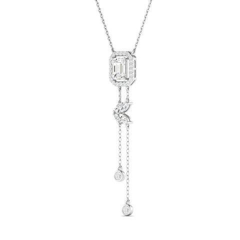 Emerald-cut & Marquise Bolo Necklace White Gold