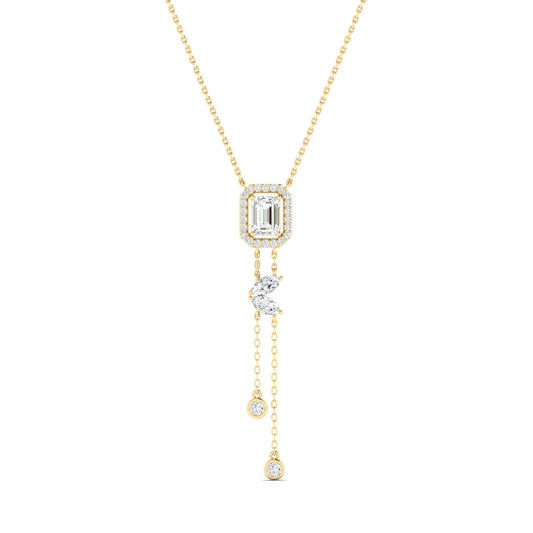 Emerald-cut & Marquise Bolo Necklace Yellow Gold