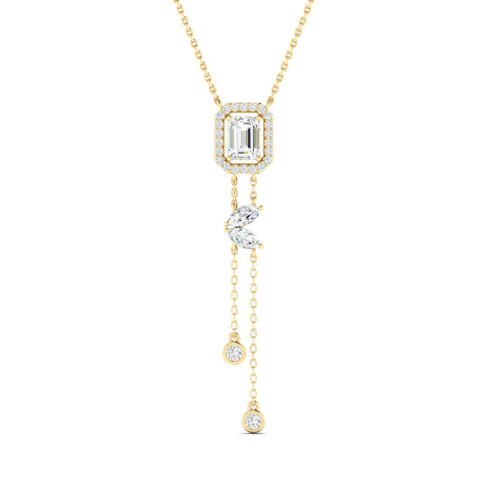 Emerald-cut & Marquise Bolo Necklace Yellow Gold