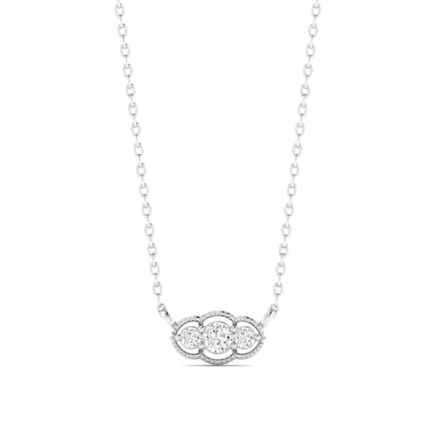 Diamond Trio Art Deco Necklace White Gold