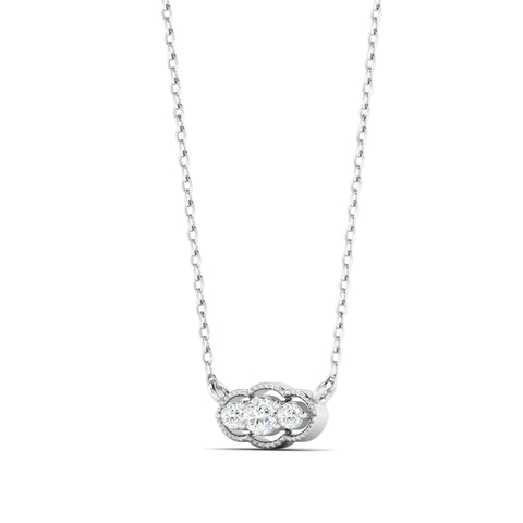 Diamond Trio Art Deco Necklace White Gold