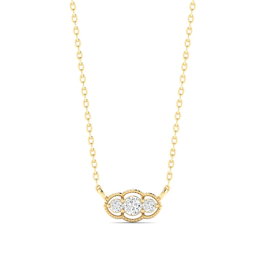 Diamond Trio Art Deco Necklace Yellow Gold