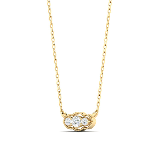 Diamond Trio Art Deco Necklace Yellow Gold
