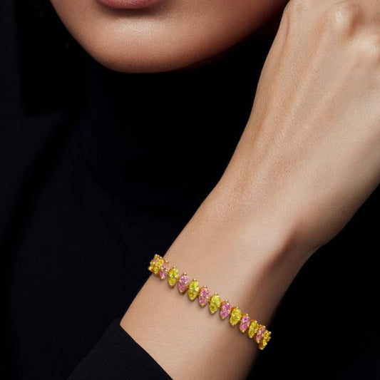 Pink And Yellow Marquis Bracelet