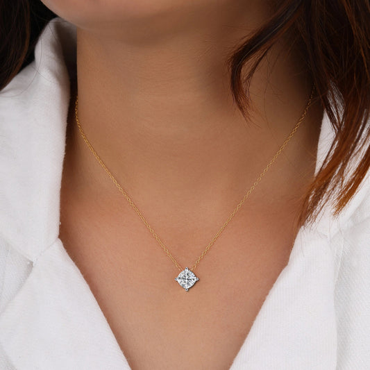 Cushion Square 1.14ct Gold Pendant Rose Gold