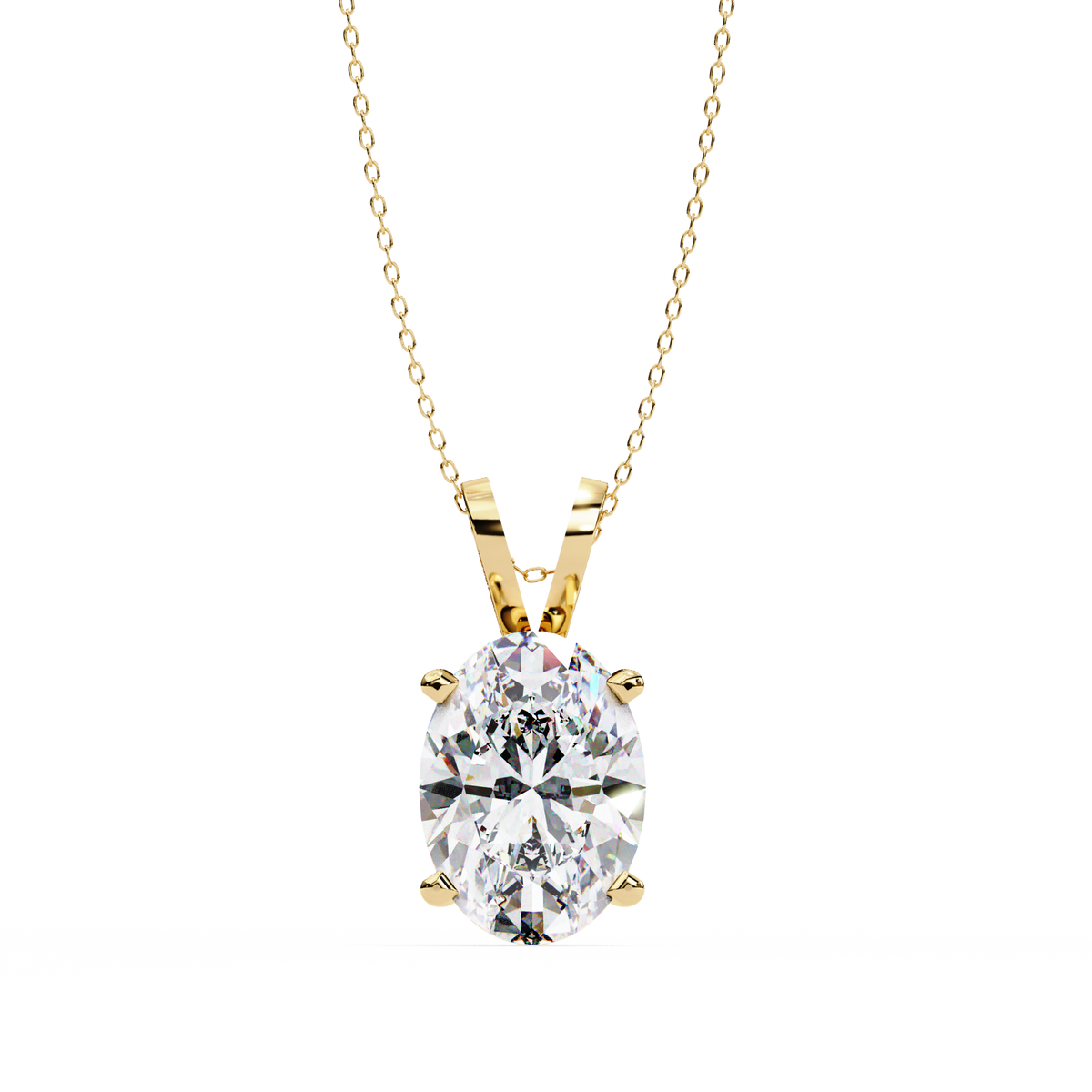 Ovel Cut 2.8ct Diamond Pendant Yellow Gold
