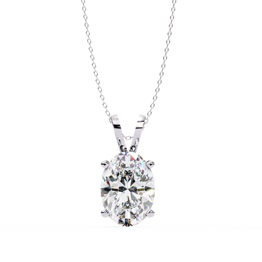 Ovel Cut 2.8ct Diamond Pendant White Gold